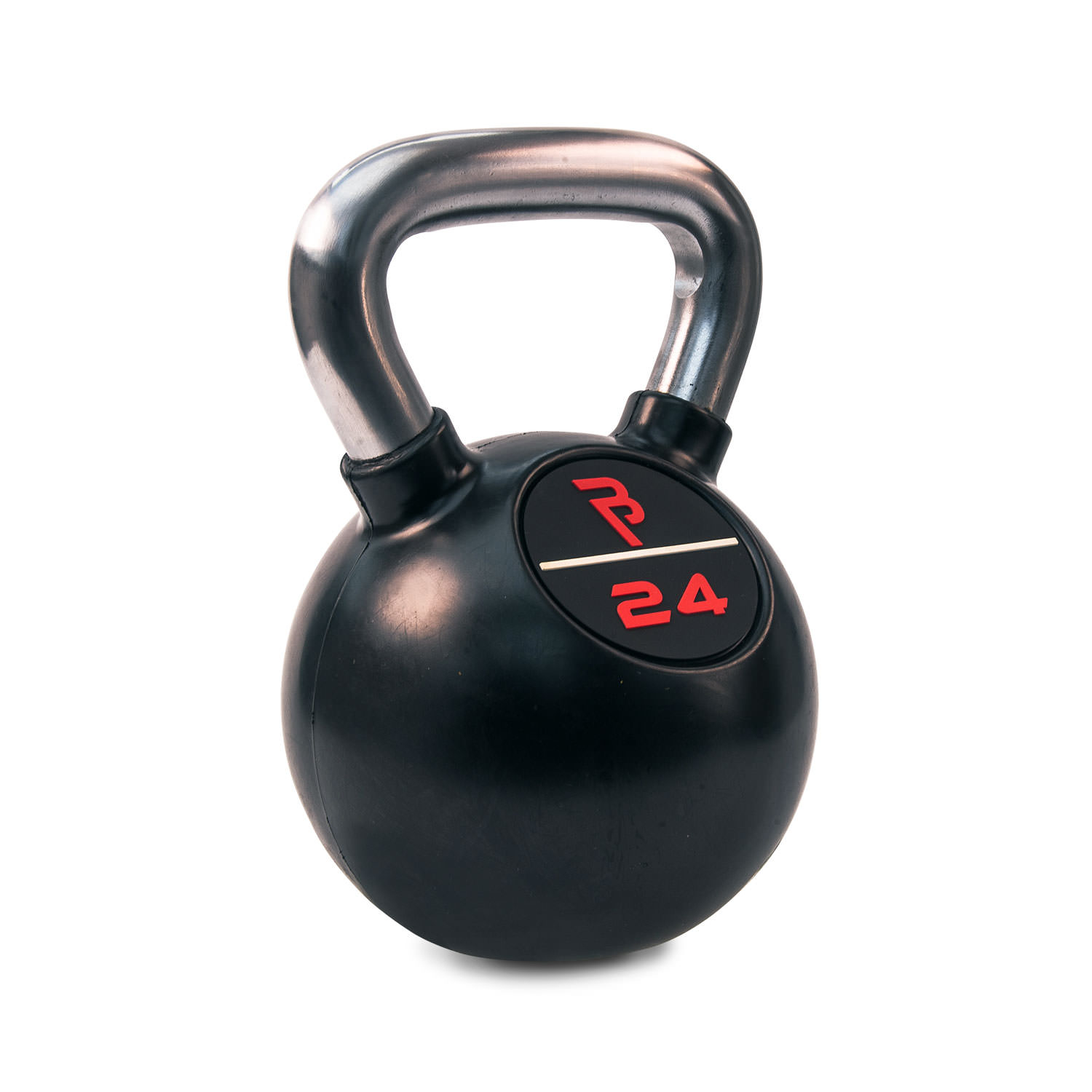Kettlebell VirtuFit 12 Kg - Caoutchouc Et Acier Chromé, Poignée Ergonomique, Fond Plat Pour Entraînement Maison