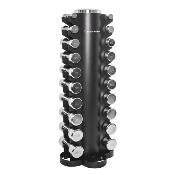 Body Power 1-10Kg Ergo Chrome Dumbbells & Rack