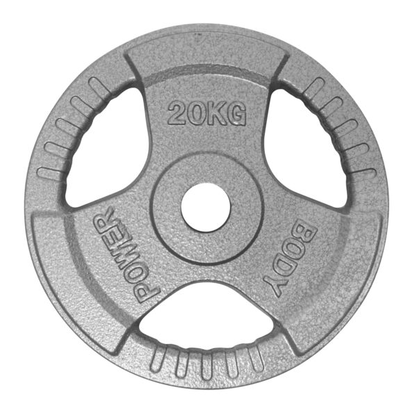 Body Power 20Kg Tri Grip Cast Iron Olympic Weight Plates (x2)