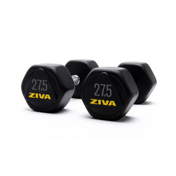 Ziva 27.5Kg RPU Encased Performance Hexagon Steel Dumbbells (x2)