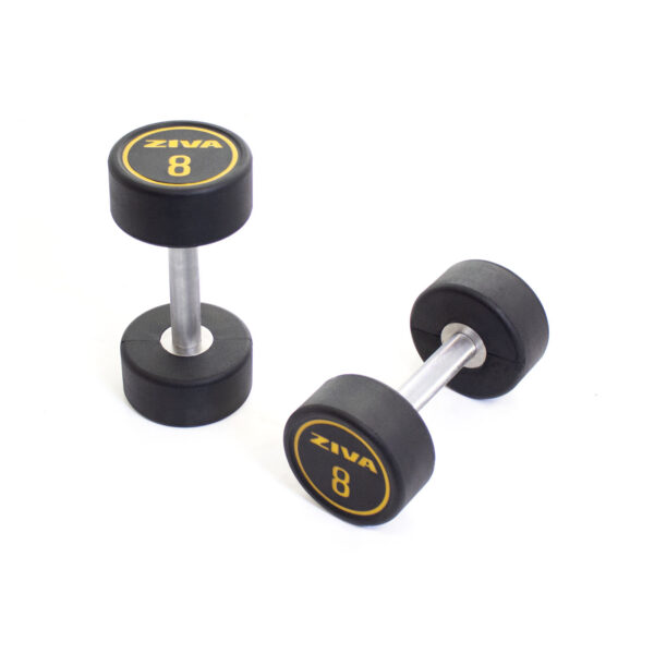 Ziva 8kg Performance Rubber Dumbbells (x2)