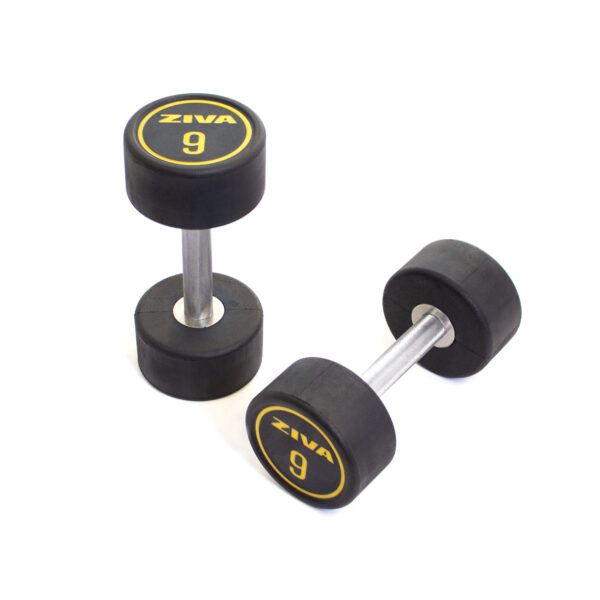 Ziva 9kg Performance Rubber Dumbbells (x2)