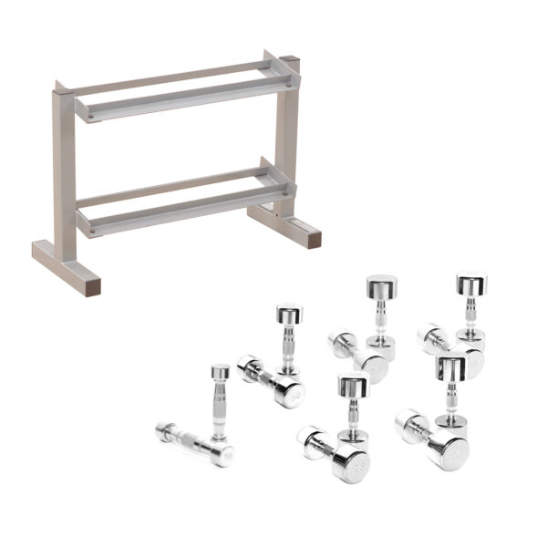 Body Power 1-10kg Ergo Chrome Dumbbells & Rack (6 pairs)