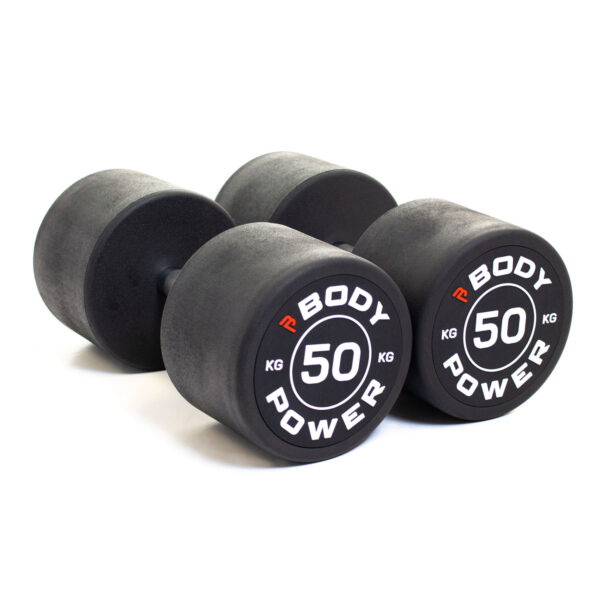 Body Power 50kg Pro Round Rubber Dumbbells (x2)