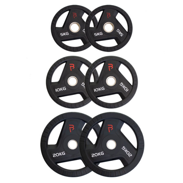 Body Power 70kg Rubber Tri-Grip Olympic Weight Plate Kit