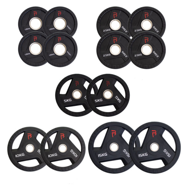 Body Power 75kg Rubber Tri-Grip Olympic Weight Plate Kit